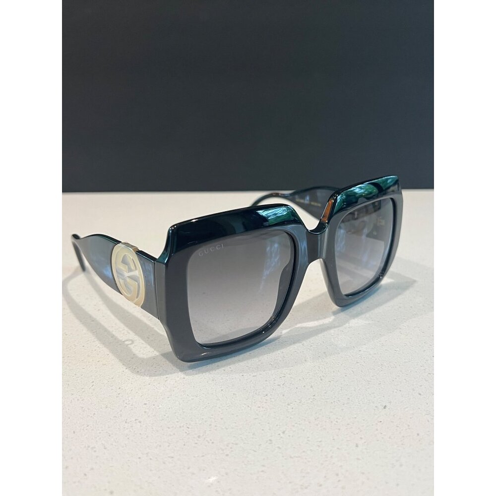 Gucci GG1022S 001 Gold Black Grey 54mm Gradient Lens Sunglasses - Picture 5 of 11